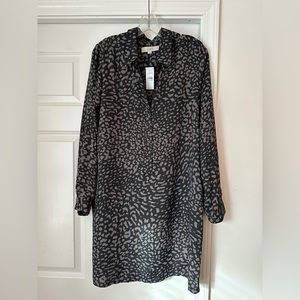 NWT Loft Black + Gray leopard shirt dress